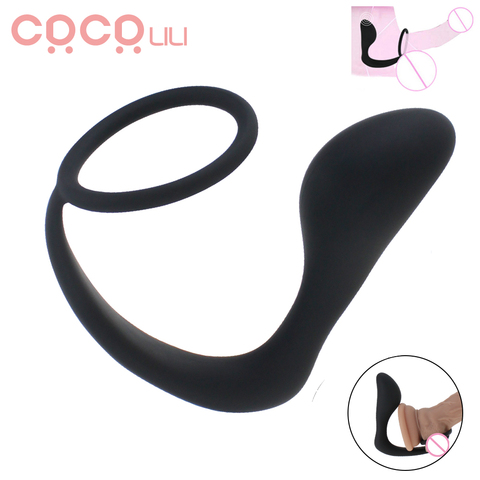 Men Butt Anal Plug Prostate Massager Male Masturbation Delay Ejaculation Sex Toys For Men Gays Silicone Single Double Cock Ring ► Photo 1/6