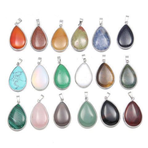 Natural Stone Pendants Rose Quartzs Water drop shape Fashion Necklace Pendant for Jewelry Making Diy Gift Accessories ► Photo 1/6