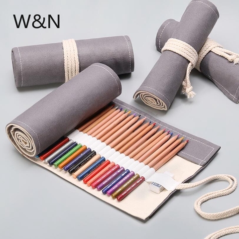 12/24/36 Holes Canvas School Pencil Case Roll Up Pencil Case for Girls Boys Large Portable Pen Bag Box Stationery Pouch Supplies ► Photo 1/6