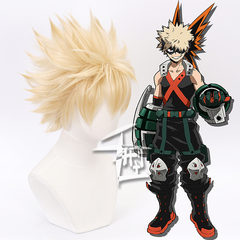 My Hero Academia Bakugou Katsuki Bakugo Cosplay Hair Wig Short Linen Blonde Baku no Hero Cosplay Wig Hollowen Cos Custome ► Photo 1/6