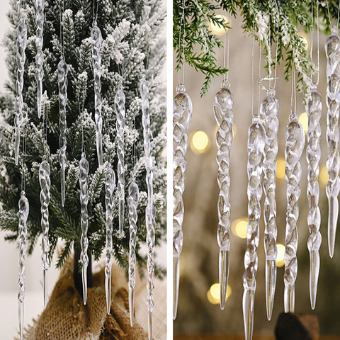 3/6/12PCS Navidad 2022 Christmas Decorations for Home Simulation Ice Xmas Tree Hanging Ornament Fake Icicle Props New Year 2022 ► Photo 1/6