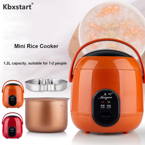 220V Electric Rice Cooker 1.2L Mini Multicooker Insulation Rice Pot Kitchen Electric Skillet Fast Heating Lunch Box 1-2 people ► Photo 1/6