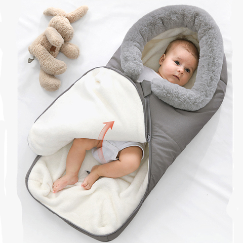 Newborn Baby Winter Warm Sleeping Bags Infant Button Swaddle Wrap Swaddling Stroller Wrap Toddler Blanket Children Sleeping Bags ► Photo 1/6