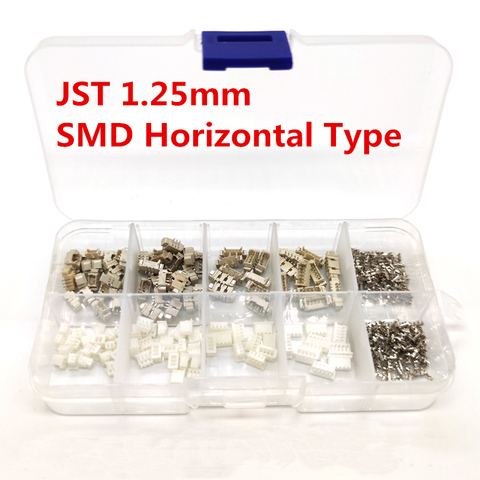 60 sets 1.25mm Pitch Horizontal Type SMD Connectors 2p 3p 4p 5 pin Terminal Housing Pin Header Connector Kit in box ► Photo 1/5