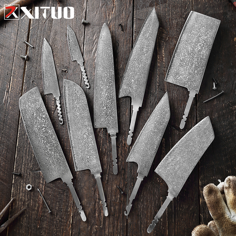 XITUO Damascus Steel Knife Handmade DIY Blade Blank Without Handle High carbon steel Chef Knife Japan Santoku knife Cleaver ► Photo 1/6