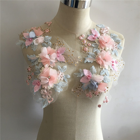 Three-dimensional Flowers Imitation Pearl Lace Collar Embroidery DIY Tulle Lace Collar Decoration Clothes Applique Accessories ► Photo 1/6