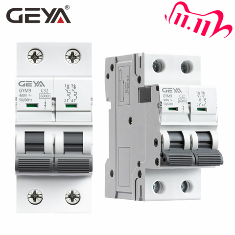GEYA GYM9 2Pole MCB Din Rail Mini Circuit Breaker 230V 6A-63A AC Type China MCB Factory ► Photo 1/6