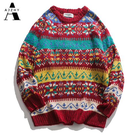 2022 Winter Warm Thick Wool Sweater Mens Oversize Streetwear Harajuku O-Neck Knitted Pullovers Fashion Casual Korean Clothing ► Photo 1/6