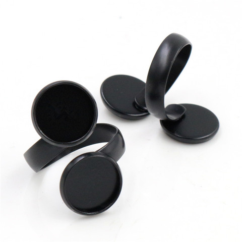 12mm 5pcs Black Plated Brass Adjustable Ring Settings Blank/Base,Fit 12mm Glass Cabochons,Buttons;Ring Bezels J1-18 ► Photo 1/2