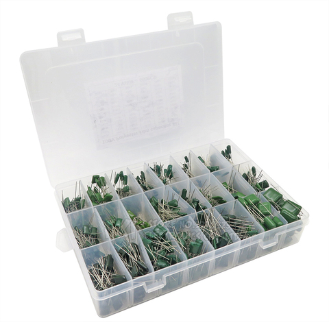 660PCS/lot 24Value Capacitor kit 100V 2A221J to 2A474J Polyester Film Capacitor Assorted Kit 0.47nF 0.68nF 1nF 2.2nF Capacitors ► Photo 1/2