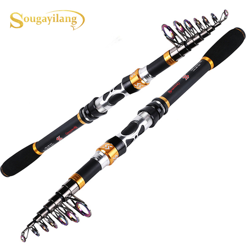 Sougayilang1.8-3.3M Portable Telescopic Fishing Pole Colorful Guide RingCarbon Fiber Ultra Light Fishing Tackle Fishing Rod ► Photo 1/1