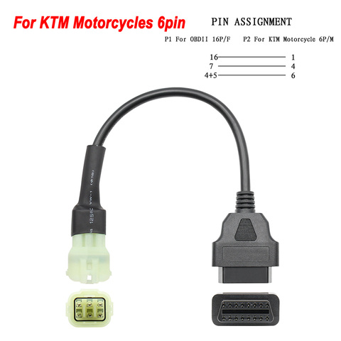 OBD2 16pin Convert 6Pin Cord for KTM 6 Pin To Obd 16 Pin Adapter for TuneECU Software To Motorcycle Motorbikes ECU 6pin Cable ► Photo 1/6