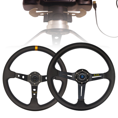 PU Auto Racing Steering wheels Deep Corn Drifting Sport Steering Wheel For Logitech G29 G920 13/14inch Steering Wheel Adapter ► Photo 1/6