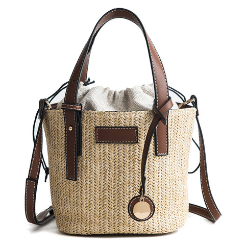 2022 New Fashion Straw Bag Handbags Women Summer Rattan Bag Handmade Woven Beach Bohemia Knitted Big Shoulder bag Tote Bolso ► Photo 1/6