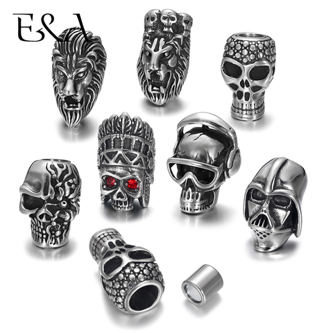 2pcs Stainless Steel Punk Magnetic Clasp Skull Lion Hole 8mm Leather Cord Magnet Clasps DIY Bracelet Making Jewelry Findings ► Photo 1/6