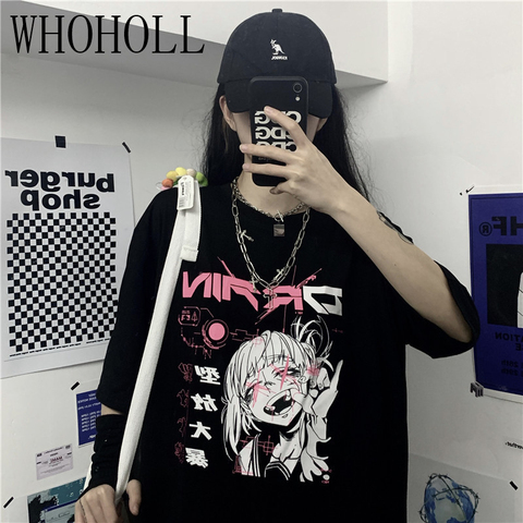 Women Teens Goth T-shirt Fashion Gothic Anime Aesthetic Print