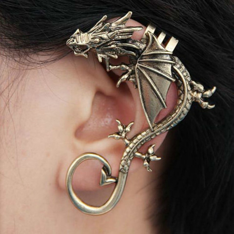 Punk Metal Dragon Ear Wrap Cuff Earrings For Women Men Hip Hop Black Clip Earings No Piercing Fashion Jewelry 1pcs ► Photo 1/6