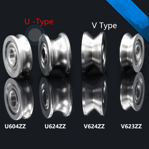 10PCS Metal Sealed Guide Deep V Groove Pulley Rail Ball Bearing V623 V624ZZ U623ZZ U624ZZ U604ZZ U Type V Type ► Photo 1/4