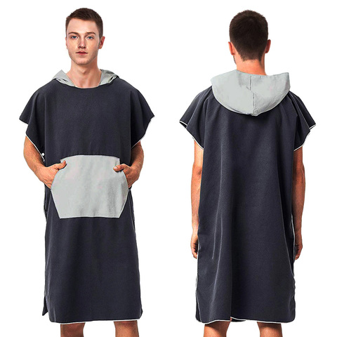 Microfiber Beach Changing Robe Poncho with Hooded Quick Dry Lightweigh Towelling Bath Bathrobe for Wetsuit Pool Surfing Swimming ► Photo 1/6