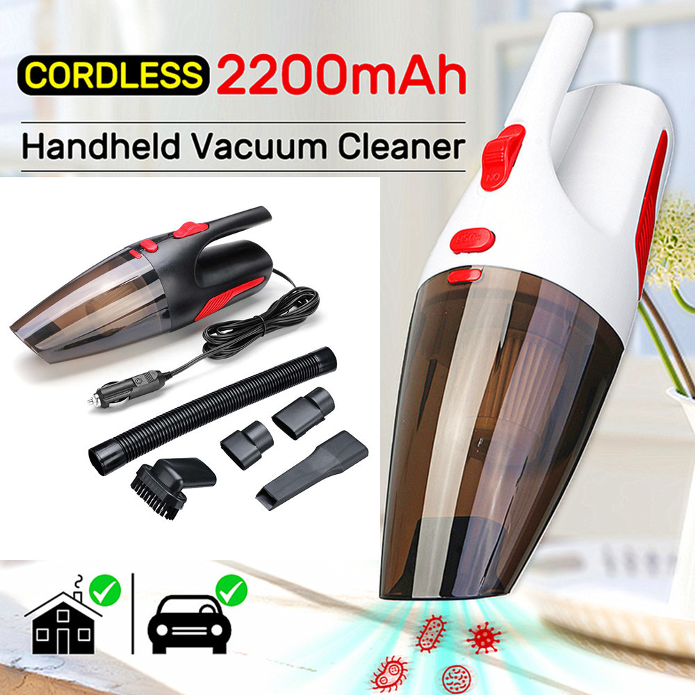Vacuum Cleaner Handheld Cordless/Car Plug 120W 12V 5000PA Suction Wet/Dry 