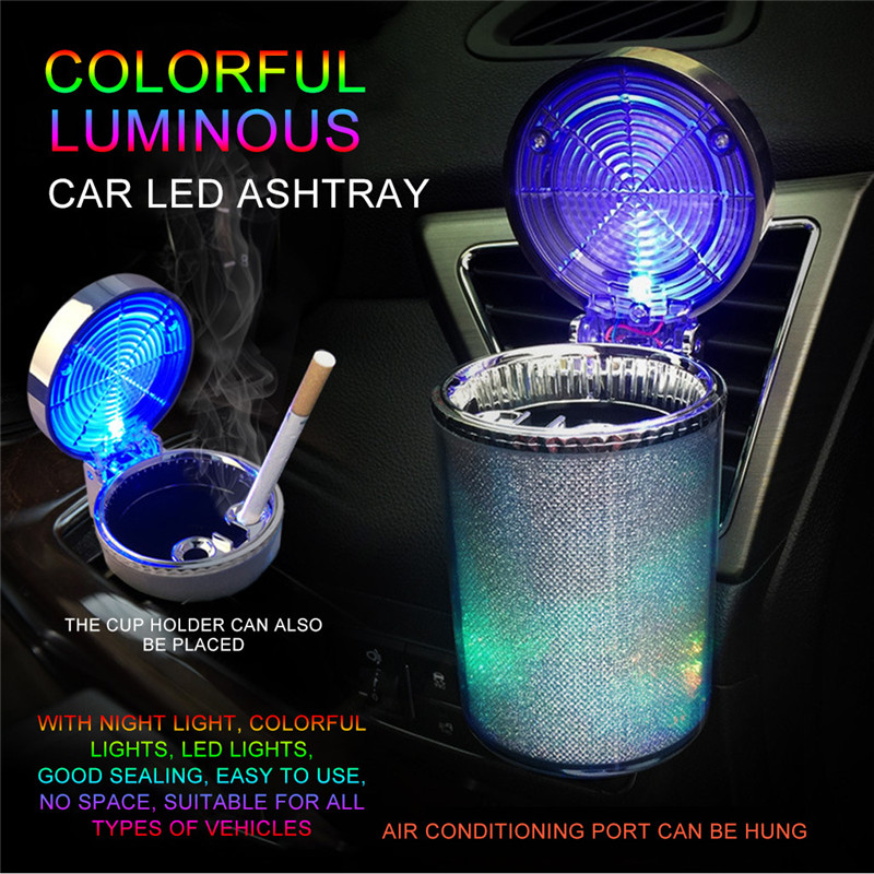 CHIZIYO Portable LED Light Ashtray Universal Cigarette Cylinder