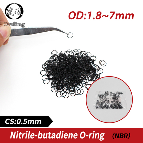 20PCS/lot Rubber Black NBR CS 0.5mm thickness OD1.8/2.5/2.8/3/3.5/4/4.5/5/7mm ORing Gasket watch waterproof Nitrile rubber oring ► Photo 1/5