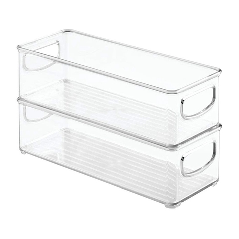 Refrigerator Organizer Bins Stackable Fridge Organizers Pantry Cutout Handle Clear Plastic Food Storage Bin Rack Dropshipping ► Photo 1/6
