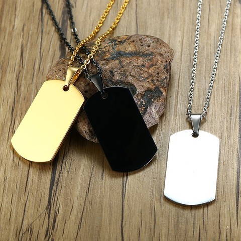 Trendy Stainless Steel Arm Tag Men Dogtag Pendant In Black Gold Silver Color Punk Basic Bets Friend Unisex Jewelry ► Photo 1/6