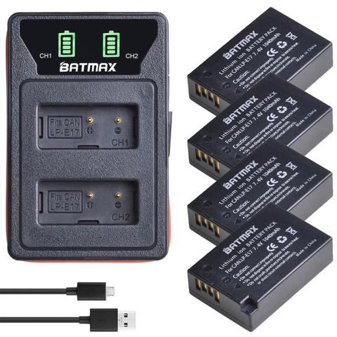 Batmax LP-E17 LP E17 LPE17 Battery+New LED Dual USB Charger with Type C Port for Canon EOS 200D M3 M6 750D 760D T6s 800D 8000D ► Photo 1/6