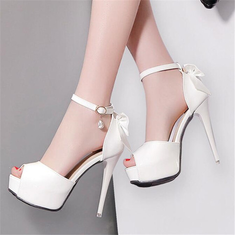 2022 HOT Women High Heel Shoes PU Women Pumps Peep Toe Buckle Strap 12CM Thin Heels Waterproof platform shoes woman ► Photo 1/6