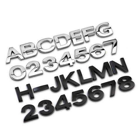 3D Metal Car Sticker Alphabet Sliver Badge Chrome Letters Number Logo Emblem Automobiles DIY Accessories Exterior Decoration ► Photo 1/6