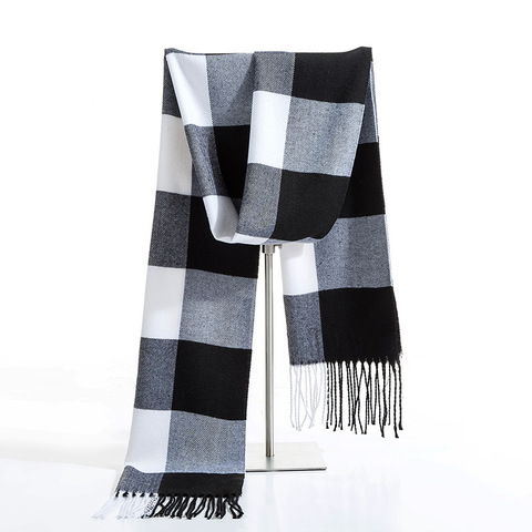 Luxury Brand Winter Men Cashmere Scarf Black White Plaid Scarves Pashmina Shawl Casual Blanket Tassel Wraps Man Business Foulard ► Photo 1/6