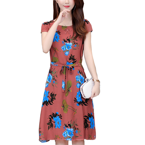 Summer New Women Cotton Dress Floral Printed O-Neck Short Sleeve Casual Loose Vintage  Dresses Plus Size 5XL Vestidos ► Photo 1/6