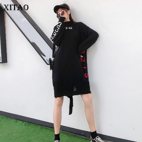 XITAO Letter Patchwork Casual Pullover Sweater Women 2022 Winter Turtleneck Collar Tassel Fashion Tide New Style Top GCC2845 ► Photo 1/6