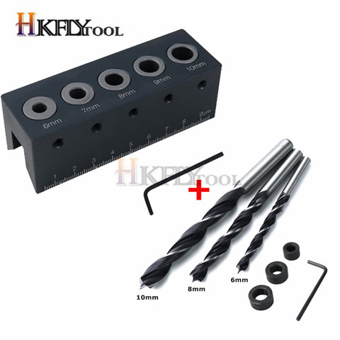 90 Degree Straight Angle Drill Guide Pocket Hole Jig Kit Aluminum Alloy Hole Locator Doweling Jig Woodworking Tools ► Photo 1/1