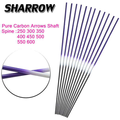 6/12pcs Archery Pure Carbon Arrows Shaft 30inch ID 6.2mm 250/300/350/400/450/500/550 Spine DIY Hunting Bow And Arrow Accessories ► Photo 1/6