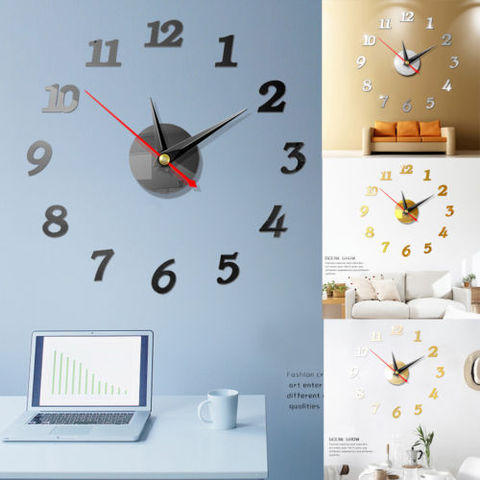 Modern Large Wall Digital Clocks 3D Mirror Sticker Unique Big Number Watch Art 3D DIY Acrylic Decor For Home Office Kids Room ► Photo 1/6