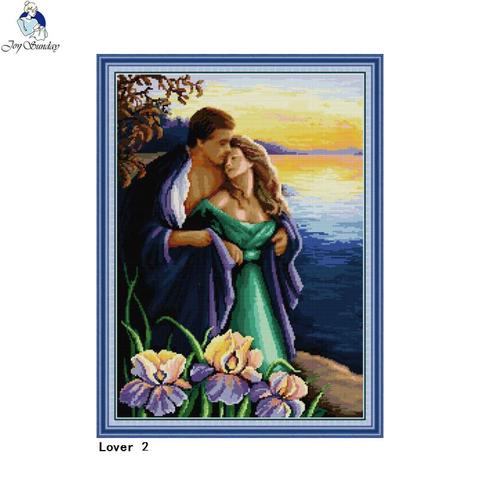 Joy Sunday Lover(2) Couple Pattern Cross Stitch Kit DIY Handmade DMC Eco Cotton Thread Needlework Embroidery Set Home Decoration ► Photo 1/6