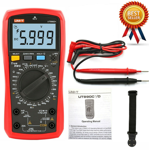 UNI-T UT890D+ Digital Multimeter NCV and 6000-count true RMS digital multimeters With A Magnetic Hanger Loop Strap ► Photo 1/6