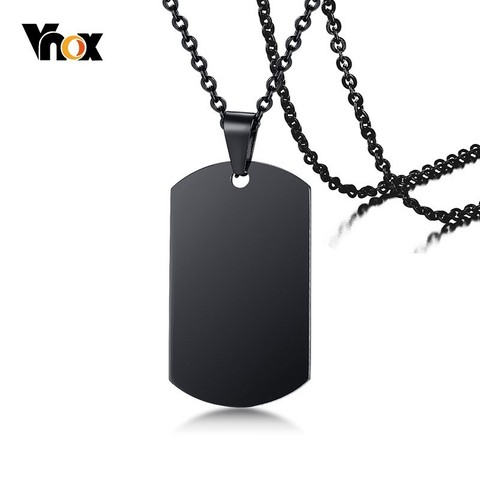 Vnox Mens Classic Stainless Steel Dog Tag Pendant Necklace Free O Chain 20