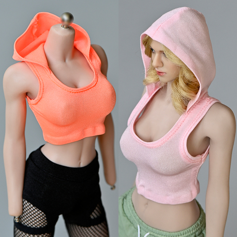 1/6 Scale Female Vest Clothes Sexy Hooded Sleeveless T-shirt Model for 12 Inches Woman Body Action Figures Accessories Toys ► Photo 1/5