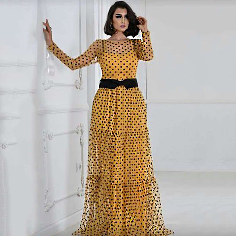 MD Robe Africaine Polka Dot Mesh Dresses For Women Plus Size Party Gowns Ladies Ankara Dashiki Clothing 2022 Autumn Fashion 182# ► Photo 1/6