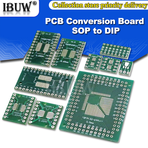 10PCS PCB Board SMD Turn To DIP Adapter Converter Plate SOP 8/16/14/20/24/28P SOT89 SOT23 SOT223 TO DIP SOP/MSOP/TSSOP ► Photo 1/6