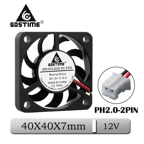 1 Pcs Gdstime 12V 40x40x7mm 40mm 9 Blades Brushless Axial DC Cooling Fan 4007 4cm Mini 3D Printer Radiator Cooler Fan ► Photo 1/6