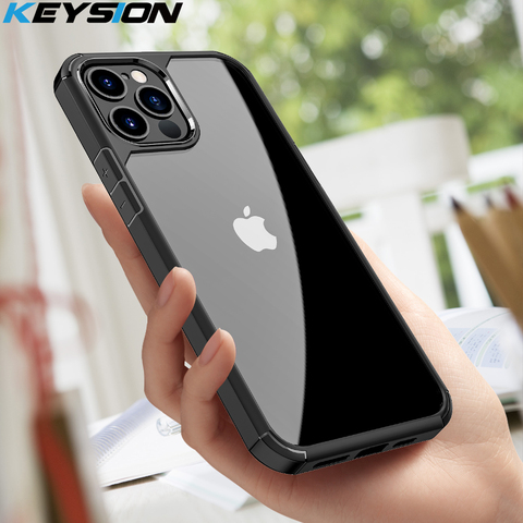 KEYSION Fashion Clear Shockproof Case for iPhone 12 Pro Max Transparent Silicone Phone back Cover for iPhone 12 12 Mini 2022 New ► Photo 1/6