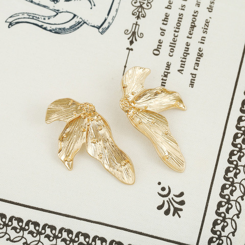 Wholesale Metal Gold Flower ZA Big Earrings for Women 2022 New Fashion Hyperbole Statement Earrings Party Jewelry for Women Gift ► Photo 1/5