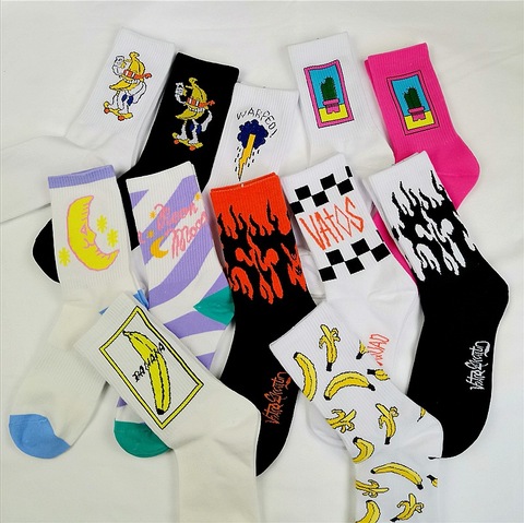 Korean Harajuku Kawaii Funny Women Socks Cartoon Banana Cactus Moon Flame CrewSock Fashion Hip-hop Letter  Stripe Socks ► Photo 1/6