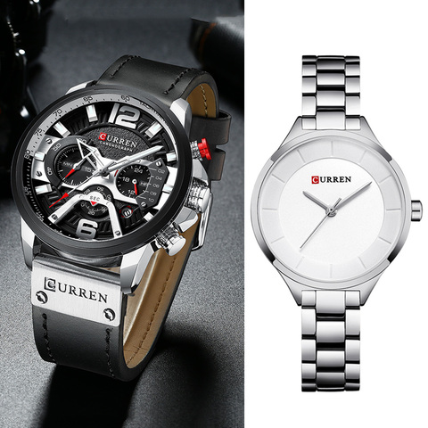 Couple Watches Pair Men And Women Wristwatch Luxury Brand Curren Female Watch Men 2022 Waterproof Clock For Lovers Reloj Hombre ► Photo 1/6