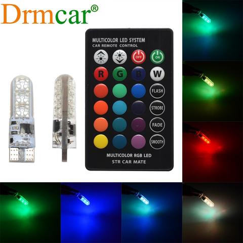 T10 SilicaGel RGB w5w LED Remote Controller RGBW 501 194 168 6SMD 5050 Festoon Dome Light Car Wedge Side Led DC 12V Car Bulbs ► Photo 1/6