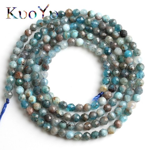 2mm Natural Faceted Blue Apatite Stone Beads Round Loose Spacer Beads For Jewelry Making DIY Bracelet Accessories 15''Inches ► Photo 1/1